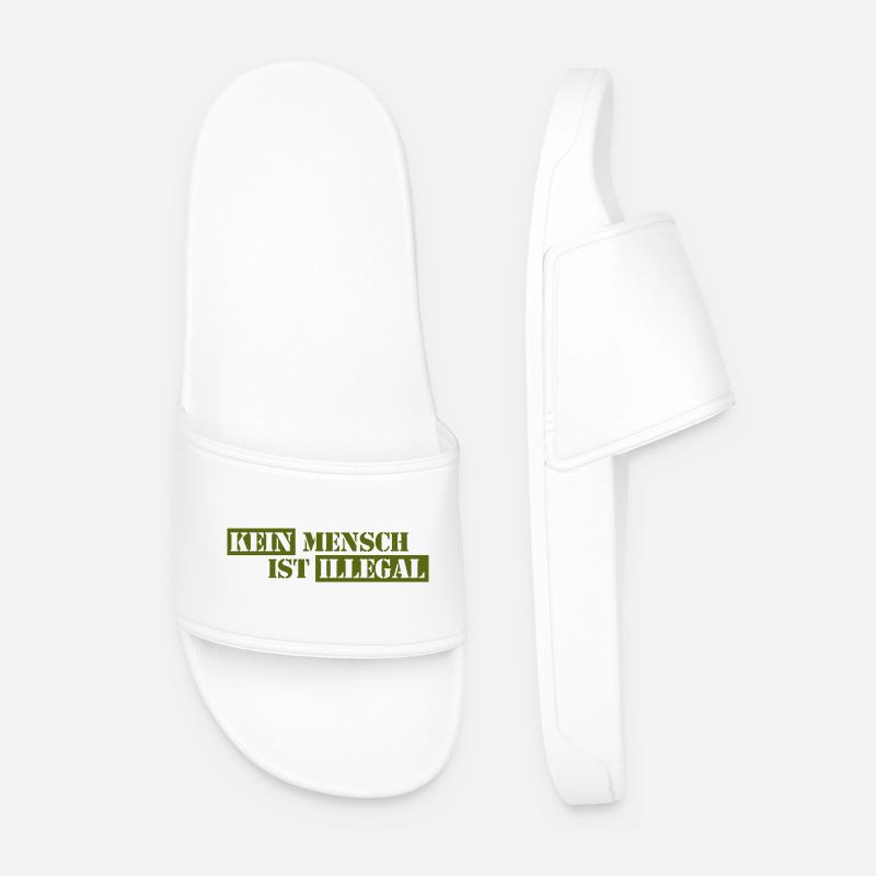 No One Is Illegal - Migration - Illegality - Men’s Pool Sliders - white