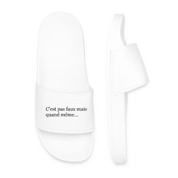 C’est pas faux mais quand même- Noir - Claquettes Homme - blanc - Devant