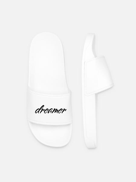 Dreamer Minimalist Saying T-Shirt - Men’s Pool Sliders - white