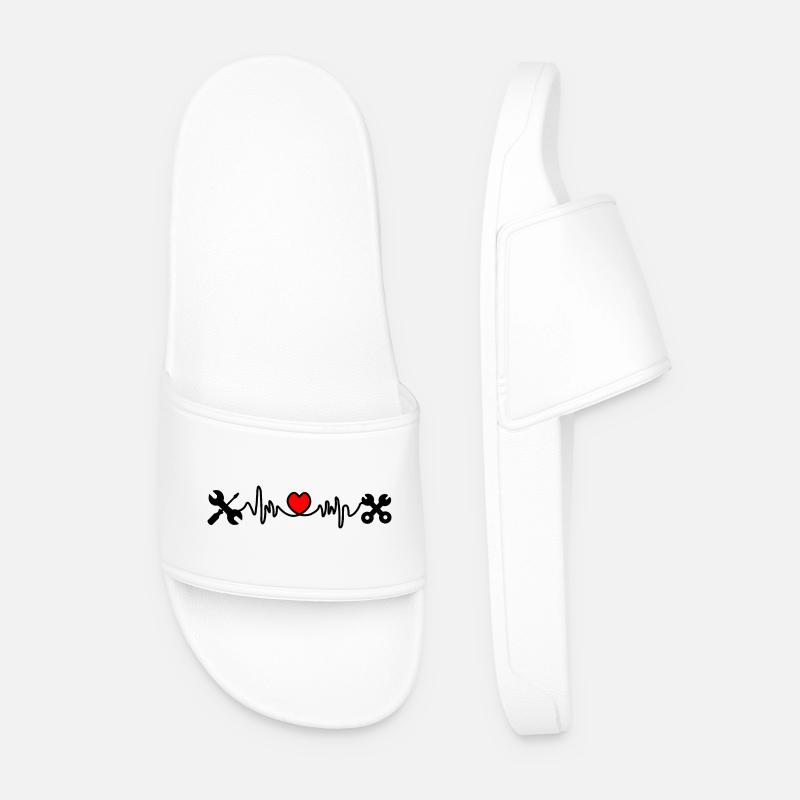 Tools with heart cardiogram - Men’s Pool Sliders - white