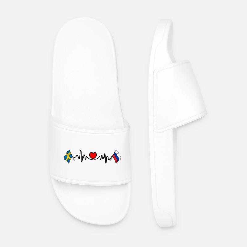 Cardio heart Drapeau Suède, drapeau Russie - Claquettes Homme - blanc