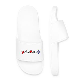Cardio Heart Flag Poland, Flag Silesia - Men’s Pool Sliders - white - Front