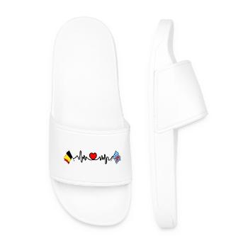 Coeur cardio, drapeau Belgique et drapeau Luxembourg - Claquettes Homme - blanc - Devant