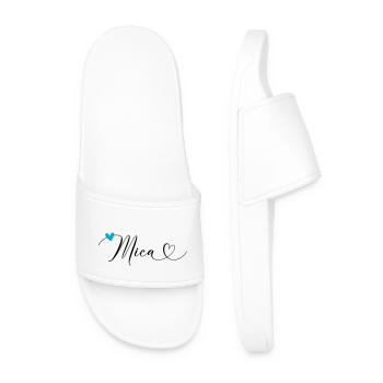 Mica nom Prénom Calligraphie coeur - Claquettes Homme - blanc - Devant