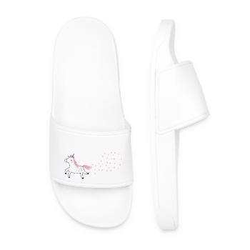 Glitter-farting unicorn - Men’s Pool Sliders - white - Front