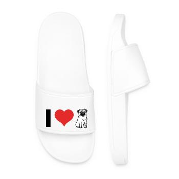 J’aime les carlins - Dog Pet Design - Claquettes Homme - blanc - Devant