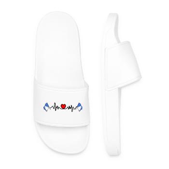 Heart rate cardio with two flags of Akershus - Men’s Pool Sliders - white - Front