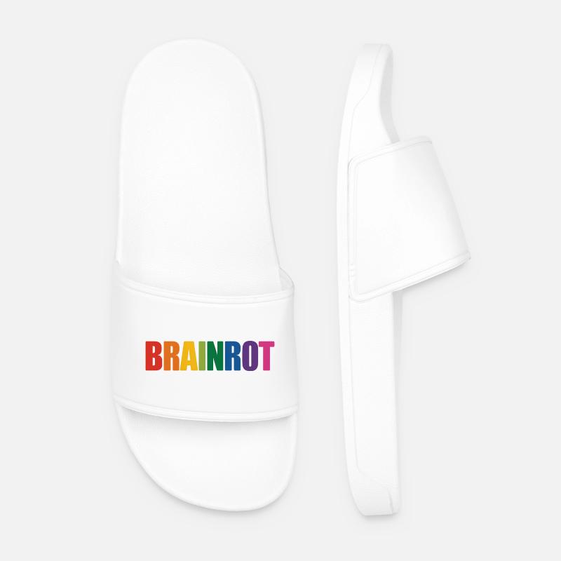 Brainrot – Lustige Gen Alpha-Slang-Memes - Männer Badelatschen - Weiß