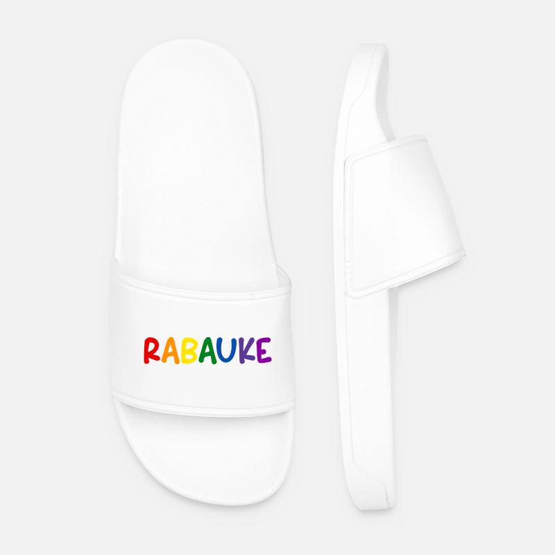 Rabauke Bunte Buchstaben Regenbogen - Männer Badelatschen - Weiß