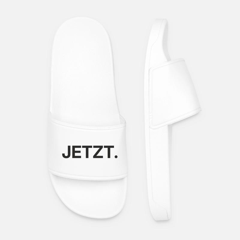 Jetzt – Minimalistisches Textdesign - Männer Badelatschen - Weiß