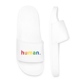 Human Rainbow Human Rights LGBTQ - Men’s Pool Sliders - white - Front