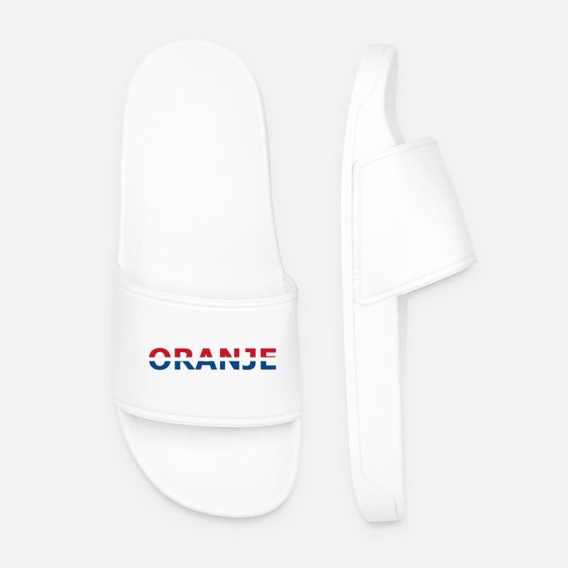 Orange in red, white, blue - Men’s Pool Sliders - white