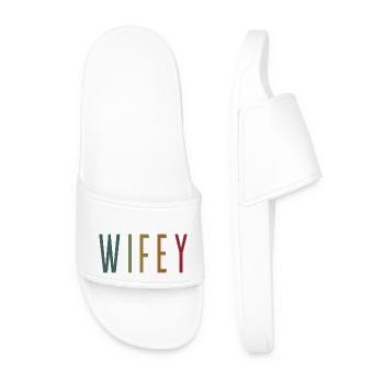 Retro Wifey Matching Couple Wedding Party Mariage - Claquettes Homme - blanc - Devant