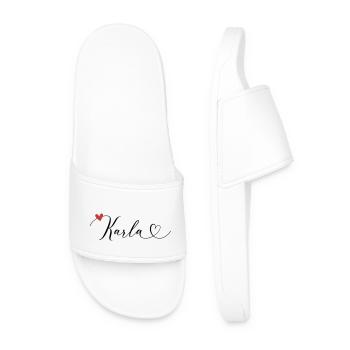 Karla Nom Prénom Calligraphie Coeur - Claquettes Homme - blanc - Devant