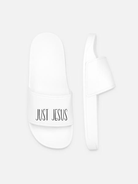 Just Jesus - Men’s Pool Sliders - white