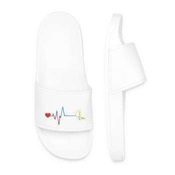 Fire extinguisher pulse heartbeat fire brigade - Men’s Pool Sliders - white - Front