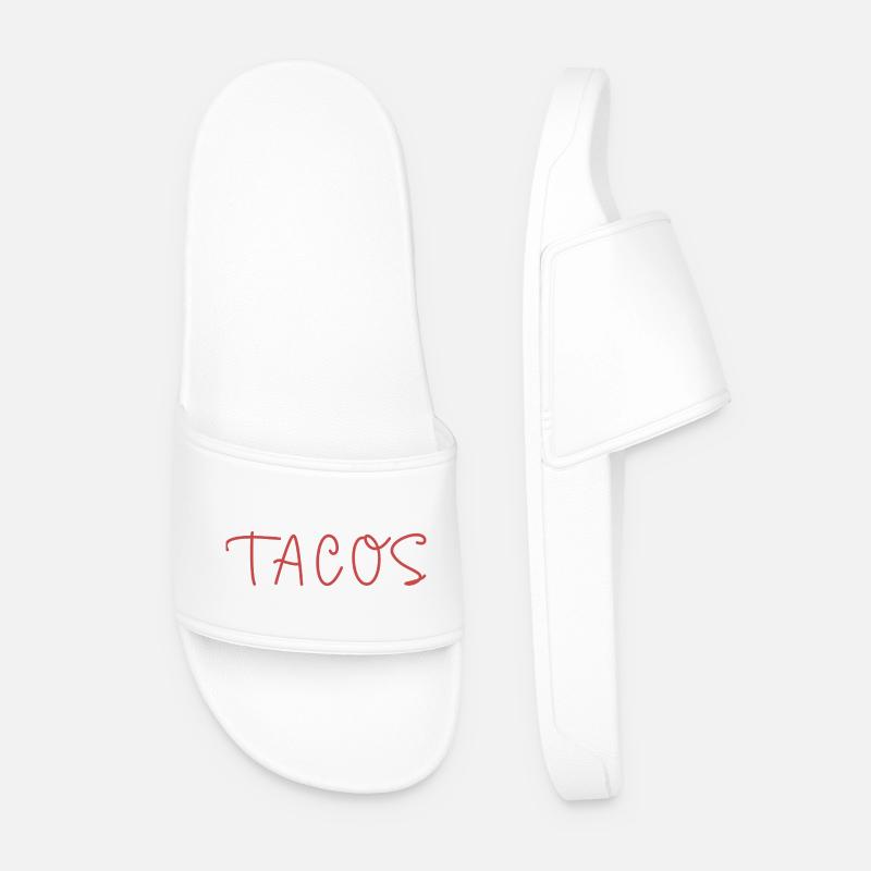 Tacos Text - Men’s Pool Sliders - white