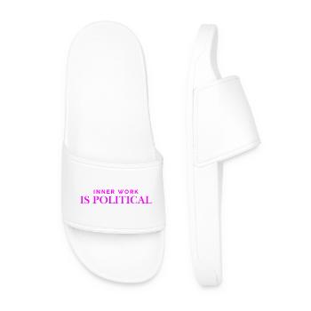 Inner work is politicsl - neon - Men’s Pool Sliders - white - Front