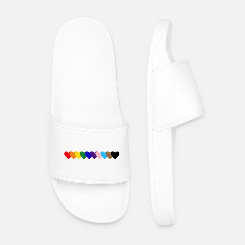 Rainbow Hearts Pride - Men’s Pool Sliders - white