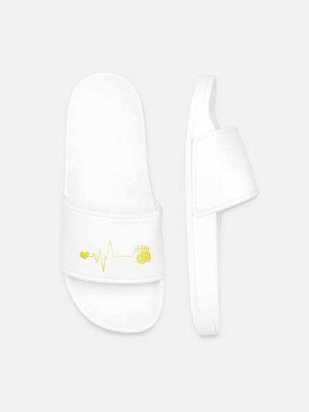 Bowling Heartbeat - Men’s Pool Sliders - white