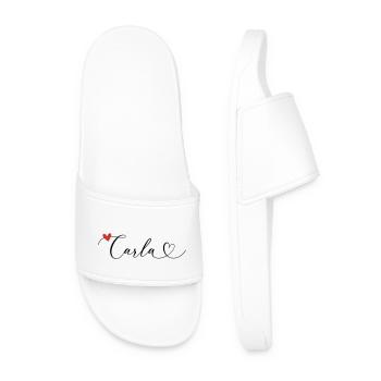 Carla Nom Prénom Calligraphie Coeur - Claquettes Homme - blanc - Devant