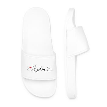 Sophia Nom Prénom Calligraphie Coeur - Claquettes Homme - blanc - Devant