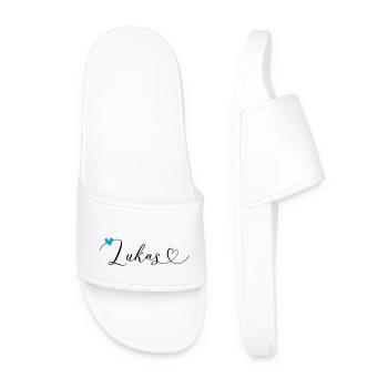 Lukas Nom Prénom Calligraphie Coeur - Claquettes Homme - blanc - Devant
