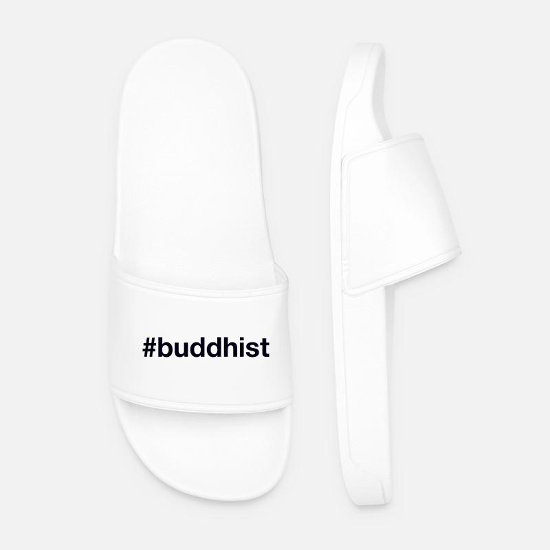 Buddhist Buddhism Buddhismus - Men’s Pool Sliders - white
