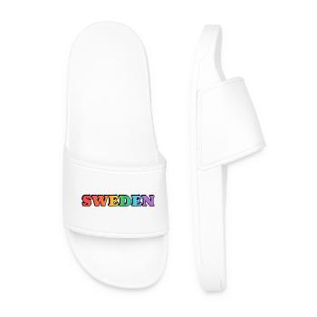Gay Sweden Rainbow Typography - Men’s Pool Sliders - white - Front