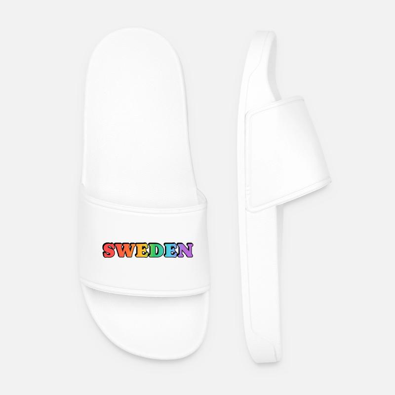 Gay Sweden Rainbow Typografie - Männer Badelatschen - Weiß