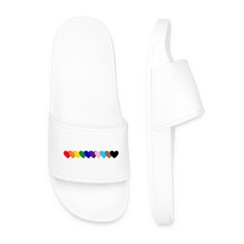 Regenbogen_Herzen_Pride - Men’s Pool Sliders - white - Front