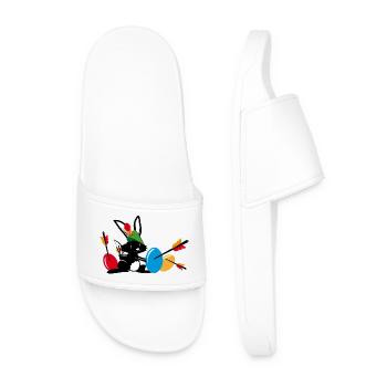 Easter bunny with a bow and arrow - Men’s Pool Sliders - white - Front