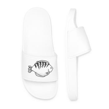 Spiral fish with dorsal stripes - Men’s Pool Sliders - white - Front