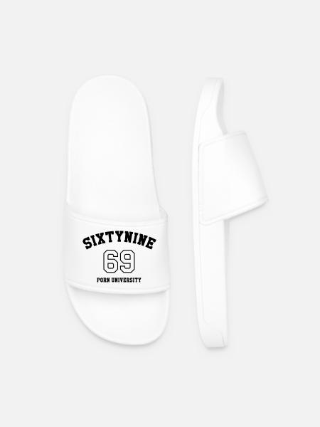 69 Porn University - Men’s Pool Sliders - white