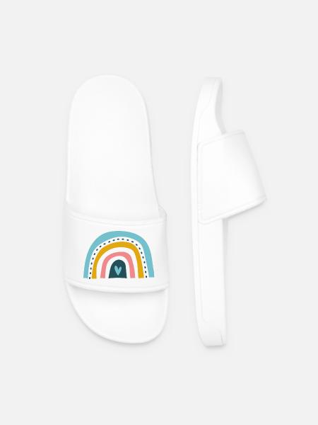 Rainbow with heart - Men’s Pool Sliders - white