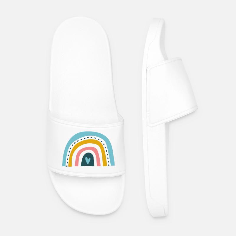 Rainbow with heart - Men’s Pool Sliders - white
