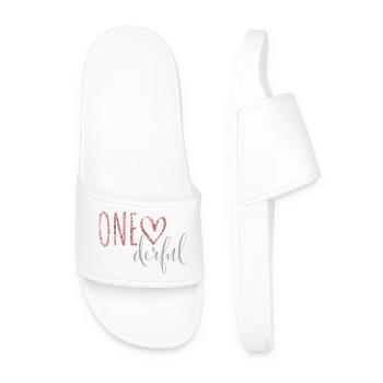 1. Geburtstag Baby Onederful Geschenk - Männer Badelatschen - Weiß - Vorne