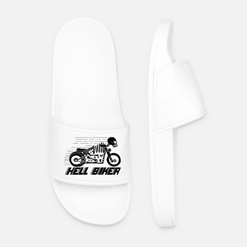Motorcycle black skeleton - Men’s Pool Sliders - white