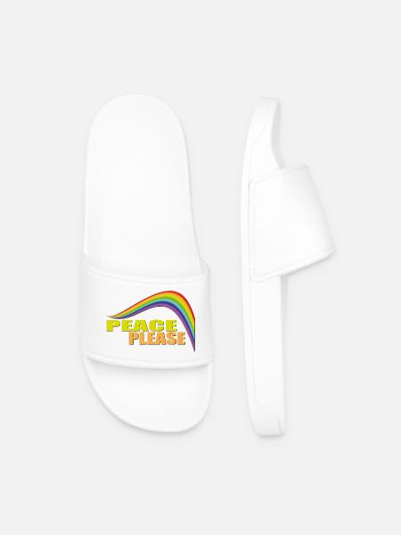 PEACE PLEASE with Rainbow - Men’s Pool Sliders - white