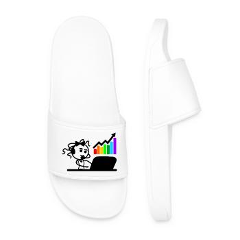 Tableau coloré fille ou femme heureuse sur ordinateur portable - Claquettes Homme - blanc - Devant