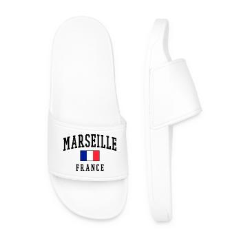 Marseille Frankreich Flagge Stadt Schriftzug - Männer Badelatschen - Weiß - Vorne