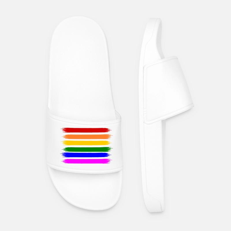 rainbow flag - Men’s Pool Sliders - white