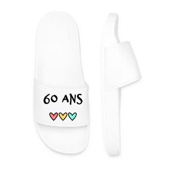 60. 60 ANS. 60e ANNIVERSAIRE. ANNIVERSAIRE 60 ANS. - Claquettes Homme - blanc - Devant
