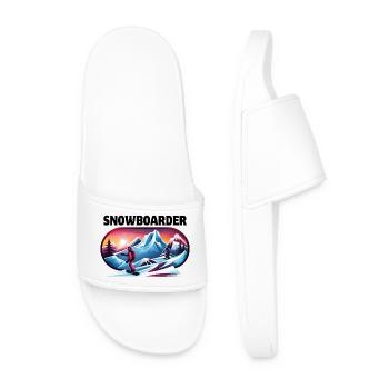 ski, snowboard, station de ski, snowboarder - Claquettes Homme - blanc - Devant