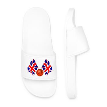Two Great Britain flags crossed, Basketball - Men’s Pool Sliders - white - Front