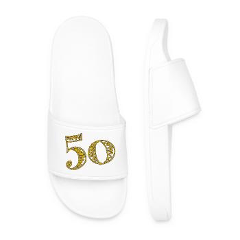 50. 50 ANS. 50e ANNIVERSAIRE. ANNIVERSAIRE 50 ANS. - Claquettes Homme - blanc - Devant