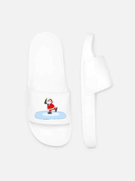 Santa Claus Skating - Men’s Pool Sliders - white