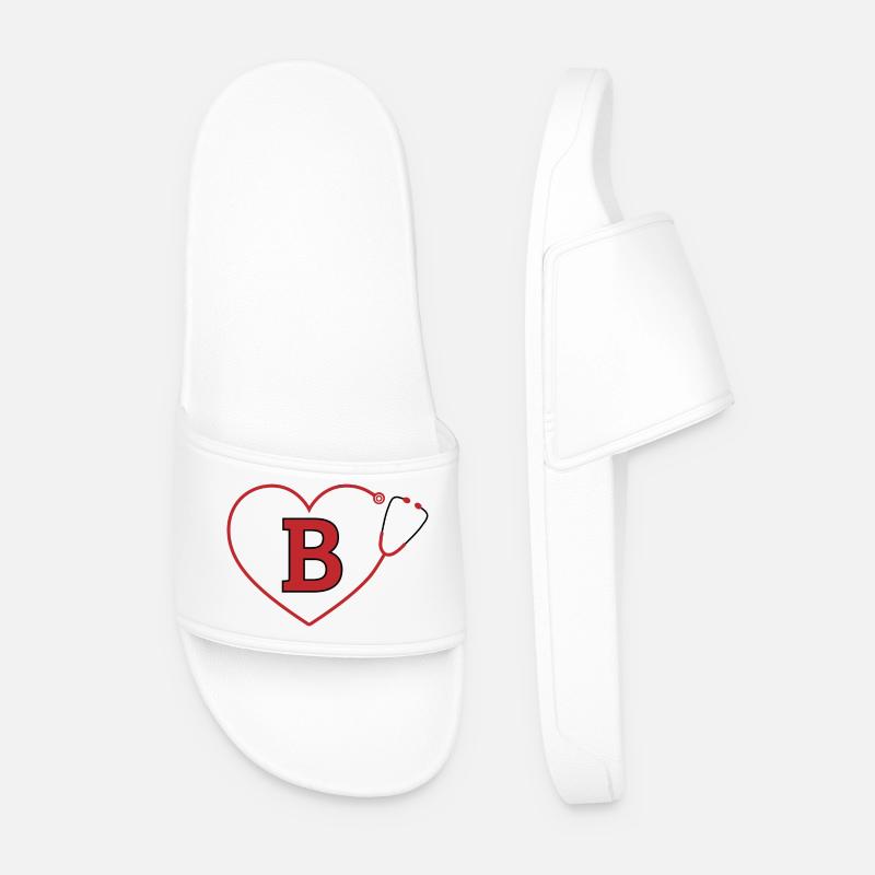Letter B Stethoscope - Men’s Pool Sliders - white