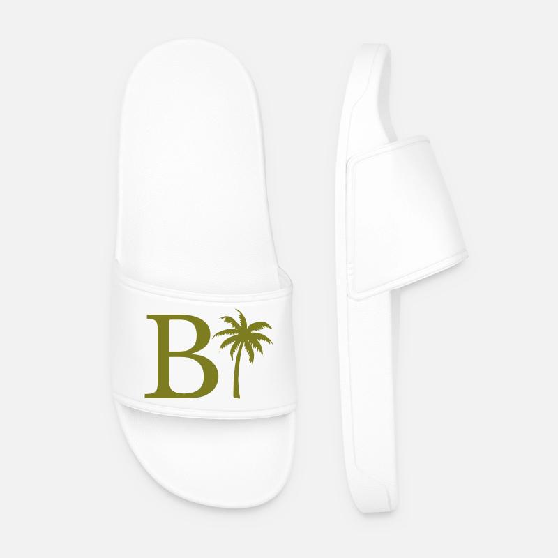 Letter b green Palm - Men’s Pool Sliders - white