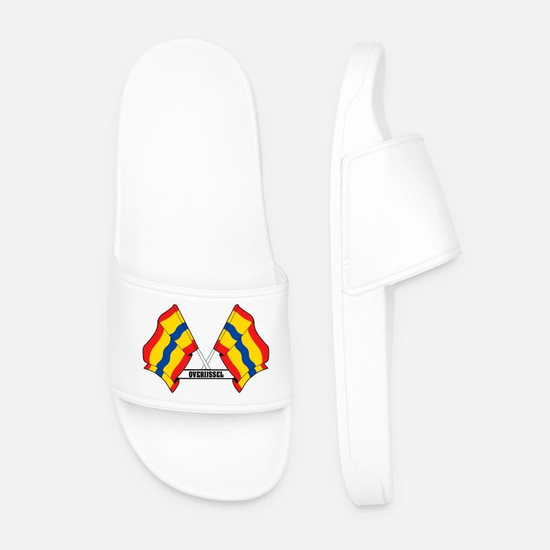 Two flags text OVERIJSSEL - Men’s Pool Sliders - white
